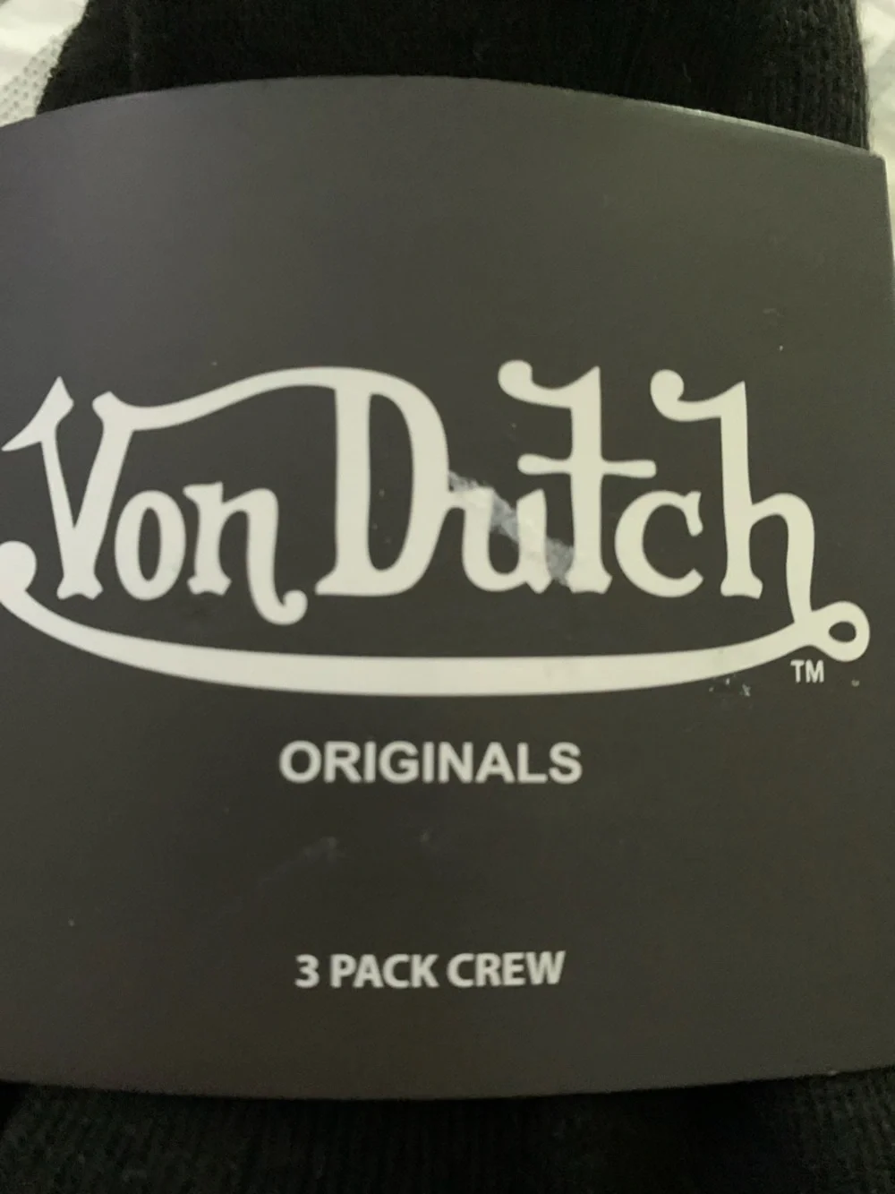 🆕- Von Dutch Black and White Crew Socks with Logo Script